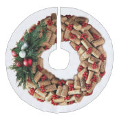 常緑樹が付いているワインのコルクのリース フェイクリネンツリースカート (正面)