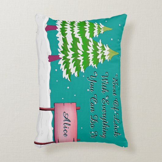 常緑樹が咲く雪の冬の景色 アクセントクッション (正面(垂直))