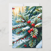 常緑樹とホリーベリー サンキューカード (裏面)