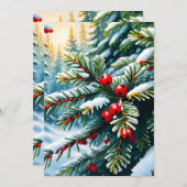 常緑樹とホリーベリー サンキューカード (正面/裏面)