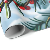 常緑樹とホリーベリー ラッピングペーパー (ロールコーナー)