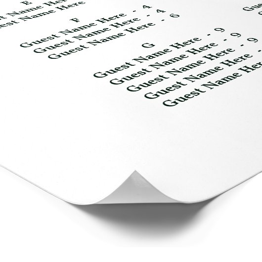 常緑樹と木綿の結婚花の座席表 ポスター (角)