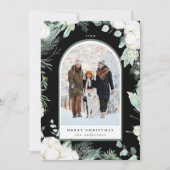 常緑樹と木綿花アーチ写真黒 シーズンカード (正面)