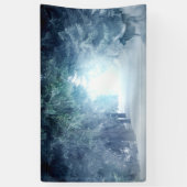 常緑樹にオオカミを使った冬の雪 横断幕 (縦)