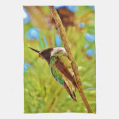常緑樹のハチドリ キッチンタオル (縦)