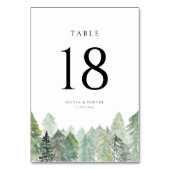 常緑樹の冬の結婚式に降る雪 テーブルナンバー (裏面)