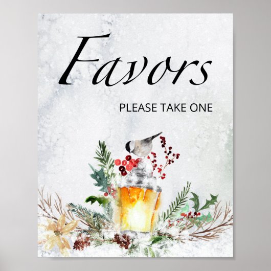 常緑樹の好意は徴候を示す。冬の赤ちゃんシャワーの好意 ポスター (正面)