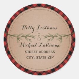 常緑樹の枝のアドレスを持つ格子状ハート ラウンドシール