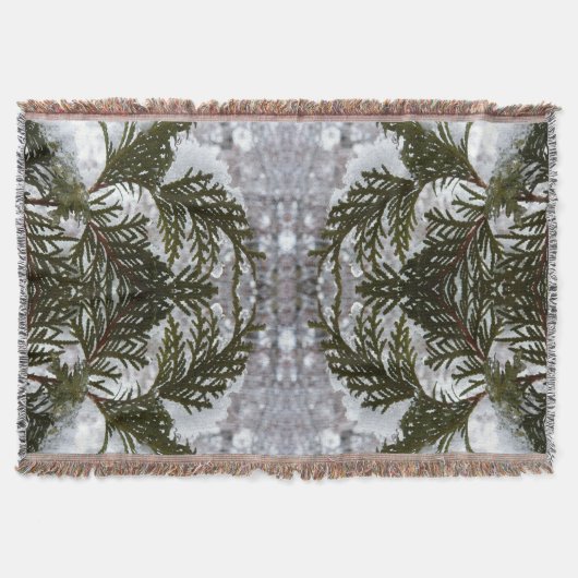 常緑樹の枝の上の雪 スローブランケット (正面)