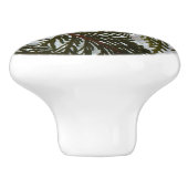 常緑樹の枝の上の雪 セラミックノブ (側面)