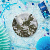 常緑樹の枝の上の雪 ペーパープレート (パーティー)