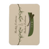 常緑樹の枝+カヌー日付磁石を保存 マグネット (縦)