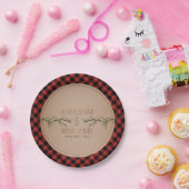 常緑樹は結婚式格子縞の分岐します ペーパープレート (パーティー)