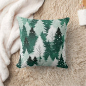 常緑樹冬の森の雪のエレガント装飾 クッション (ブランケット)