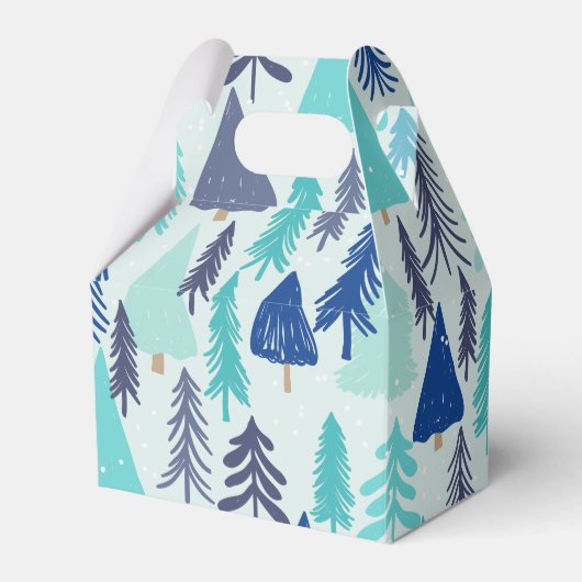 常緑樹林の青いクリスマスツリー フェイバーボックス (正面サイド)