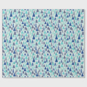 常緑樹林の青いクリスマスツリー ラッピングペーパー (フラット)