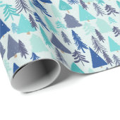 常緑樹林の青いクリスマスツリー ラッピングペーパー (ロールコーナー)