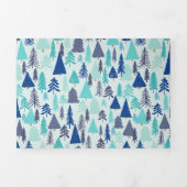 常緑樹林の青いクリスマスツリー 三つ折りクリスマスカード (カバー)