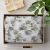 常緑樹林鹿の水彩画 薄葉紙 (ギフト)