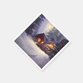 常緑樹素朴間の神秘的なログキャビン スタンダードカクテルナプキン (角)