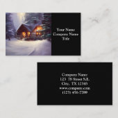 常緑樹素朴間の神秘的なログキャビン 名刺 (正面/裏面)