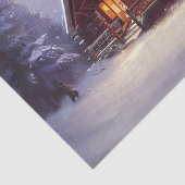 常緑樹素朴間の神秘的なログキャビン 薄葉紙 (詳細)