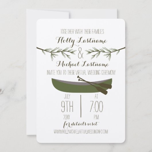 常緑樹 + カヌー バーチャルライブストリーミングウェディング 招待状 (正面)