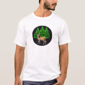 常緑樹 ホリデー ウッドランド シカ Tシャツ (正面)