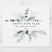 常緑樹・木綿花ハッピーニューイヤー スパークリングワインラベル (シングルラベル)