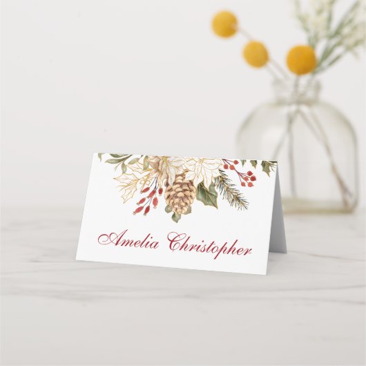 常緑花冬の結婚式 プレイスカード (正面)