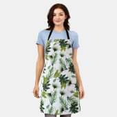 常緑葉パターン エプロン (着用した状態)