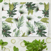 常緑葉パターン キッチンタオル (折り畳み)