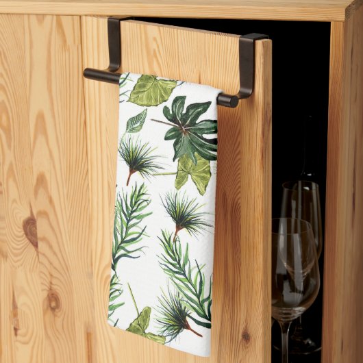 常緑葉パターン キッチンタオル (三つ折り)