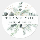 常緑 & コットンフラワー エレガント サンクス クラス ラウンドシール (正面)