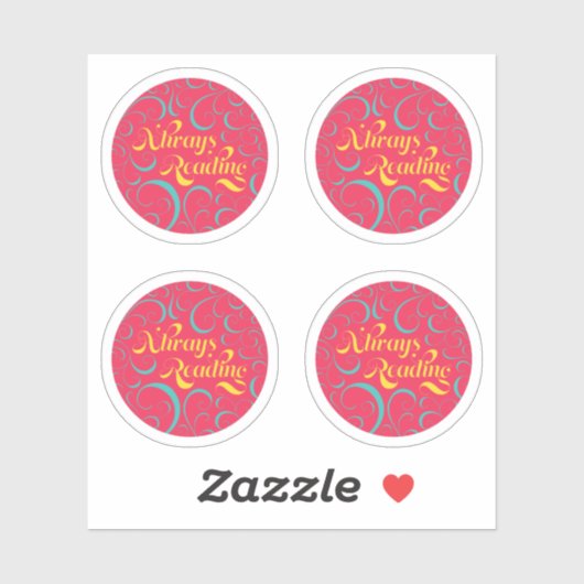 常読に |鮮やかなピンクのブルーイエローと渦巻き シール (シート)