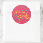 常読に |鮮やかなピンクのブルーイエローと渦巻き ラウンドシール (バッグ)