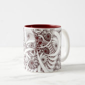 "常識はずれ赤と白の螺線形のフラクタルは"ほっつき歩 ツートーンマグカップ (正面右)