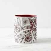 "常識はずれ赤と白の螺線形のフラクタルは"ほっつき歩 ツートーンマグカップ (中央)