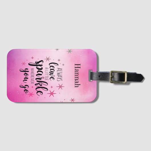 常離れに少し輝くパーソナライズされた ラゲッジタグ (正面横)