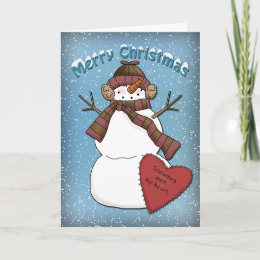 帽子おもしろいとスカーフを備えた雪だるま シーズンカード (正面)