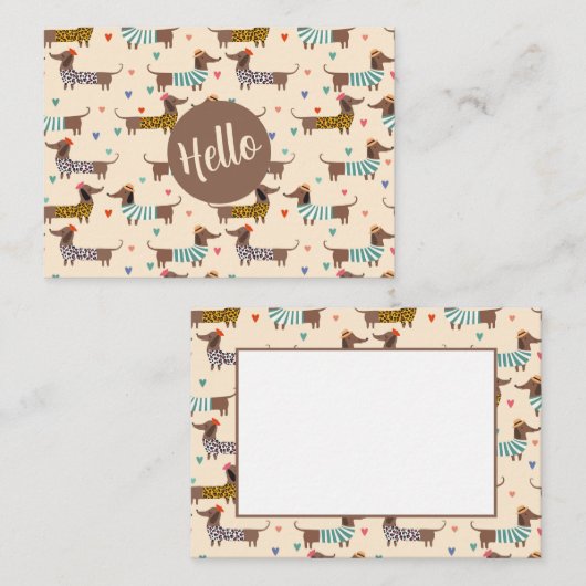 帽子おもしろいとセーターのダックスシャント ノートカード (正面/裏面)