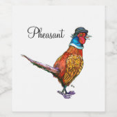 帽子おもしろいにキジ ワインラベル (シングルラベル)