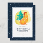 帽子おもしろいのクリスマスカードに入った猫 シーズンカード (正面/裏面)