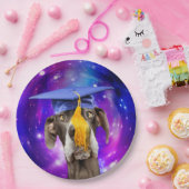 帽子おもしろいをかぶった卒業犬 ペーパープレート (パーティー)