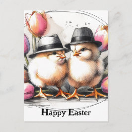 帽子おもしろいをかぶった可愛いヴィンテージイースターチックス ポストカード