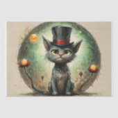 帽子おもしろい付き猫 – デコパージュ –  薄葉紙 (正面)