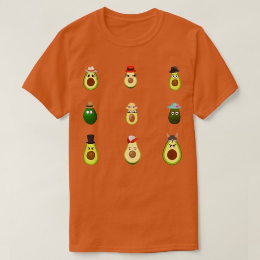 帽子おもしろい付き緑のアボカド Tシャツ (デザイン正面)