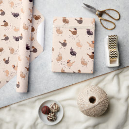 帽子おもしろい、星、光の果実を持つ鳥 ラッピングペーパー