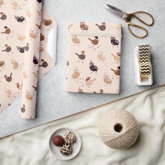 帽子おもしろい、星、光の果実を持つ鳥 ラッピングペーパー (クラフト)