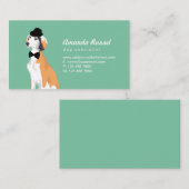 帽子およびちょうネクタイのヒップスターのSalukiの小犬 名刺 (正面/裏面)